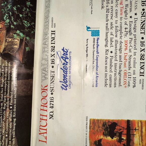 Wonder Art Latch Hook Kit Wall Hanging Art Sunset 16x32" 30% Finished Grannycore - Picture 6 of 10